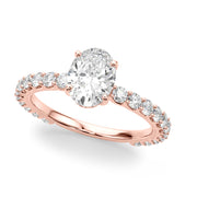 Luxe Sidestone Oval Diamond Engagement Ring in 10K/14K gold and platinum with certified lab-grown or natural diamonds