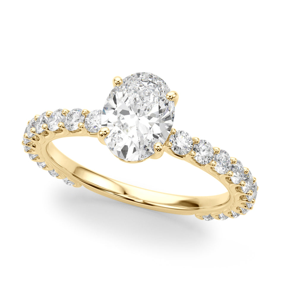Luxe Sidestone Oval Diamond Engagement Ring in 10K/14K gold and platinum with certified lab-grown or natural diamonds