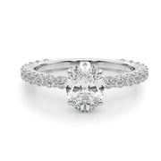 Luxe Sidestone Oval Diamond Engagement Ring in 10K/14K gold and platinum with certified lab-grown or natural diamonds