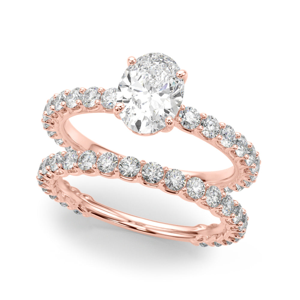 Luxe Sidestone Oval Diamond Engagement Ring in 10K/14K gold and platinum with certified lab-grown or natural diamonds