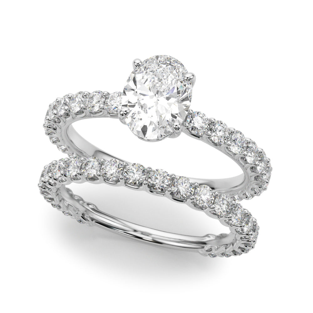 Luxe Sidestone Oval Diamond Engagement Ring in 10K/14K gold and platinum with certified lab-grown or natural diamonds