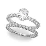 Luxe Sidestone Oval Diamond Engagement Ring in 10K/14K gold and platinum with certified lab-grown or natural diamonds