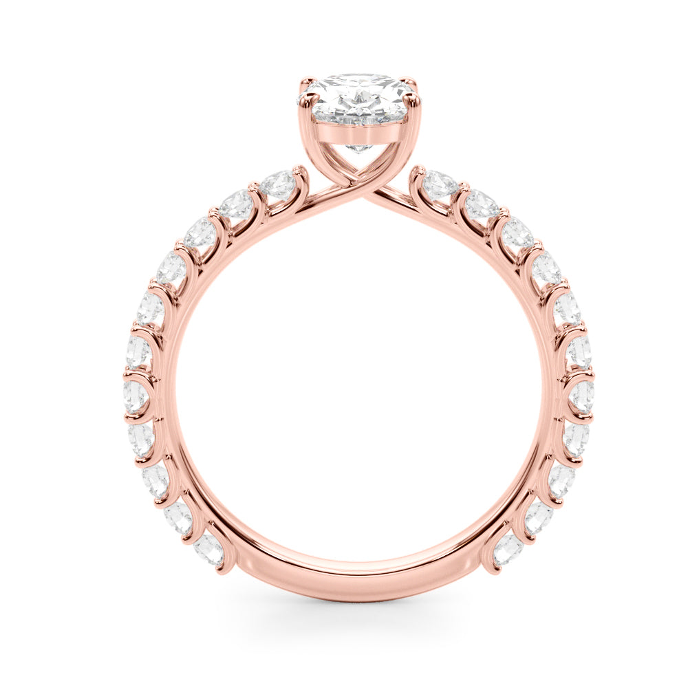 Luxe Sidestone Oval Diamond Engagement Ring in 10K/14K gold and platinum with certified lab-grown or natural diamonds