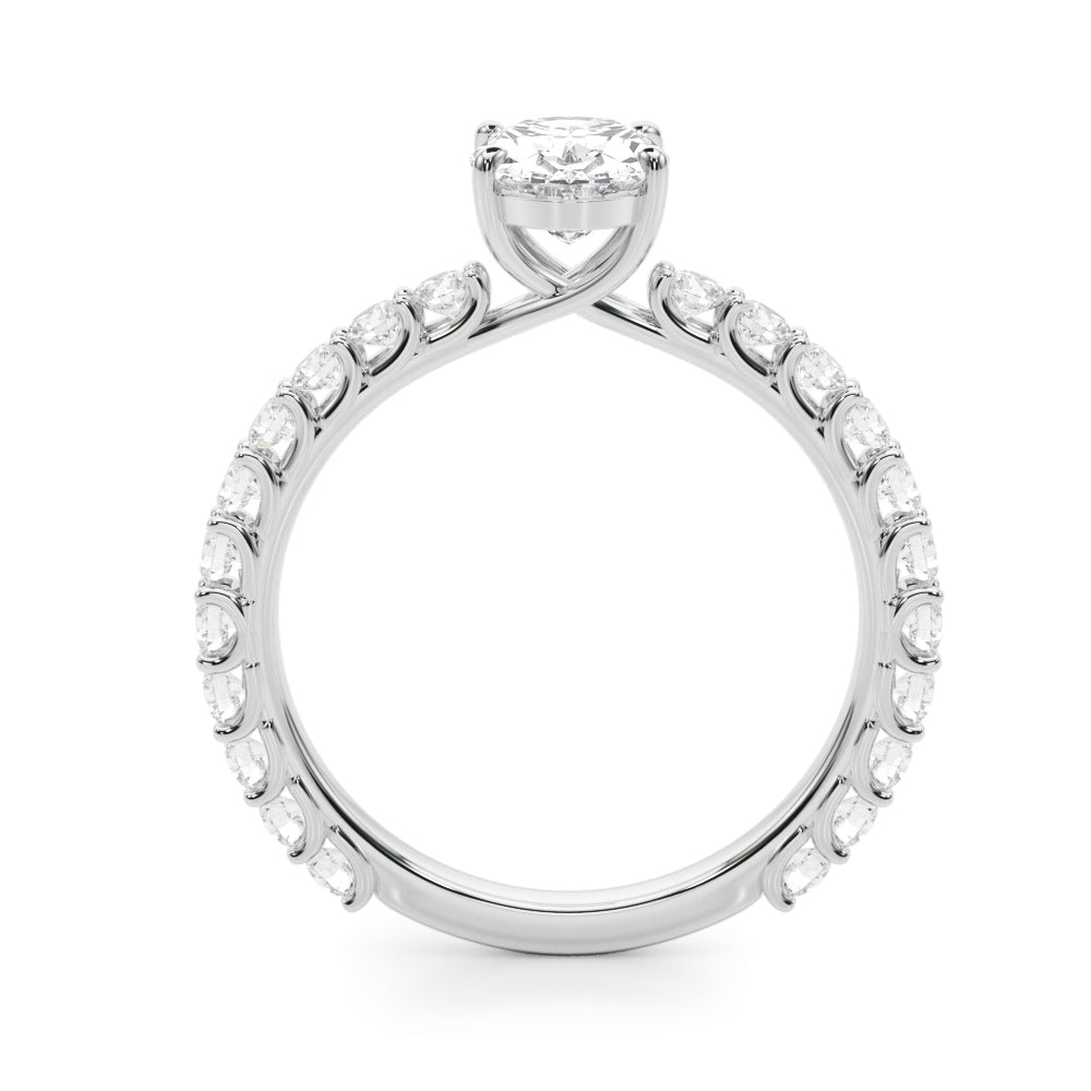 Luxe Sidestone Oval Diamond Engagement Ring in 10K/14K gold and platinum with certified lab-grown or natural diamonds