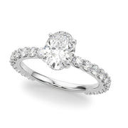 Luxe Sidestone Oval Diamond Engagement Ring in 10K/14K gold and platinum with certified lab-grown or natural diamonds