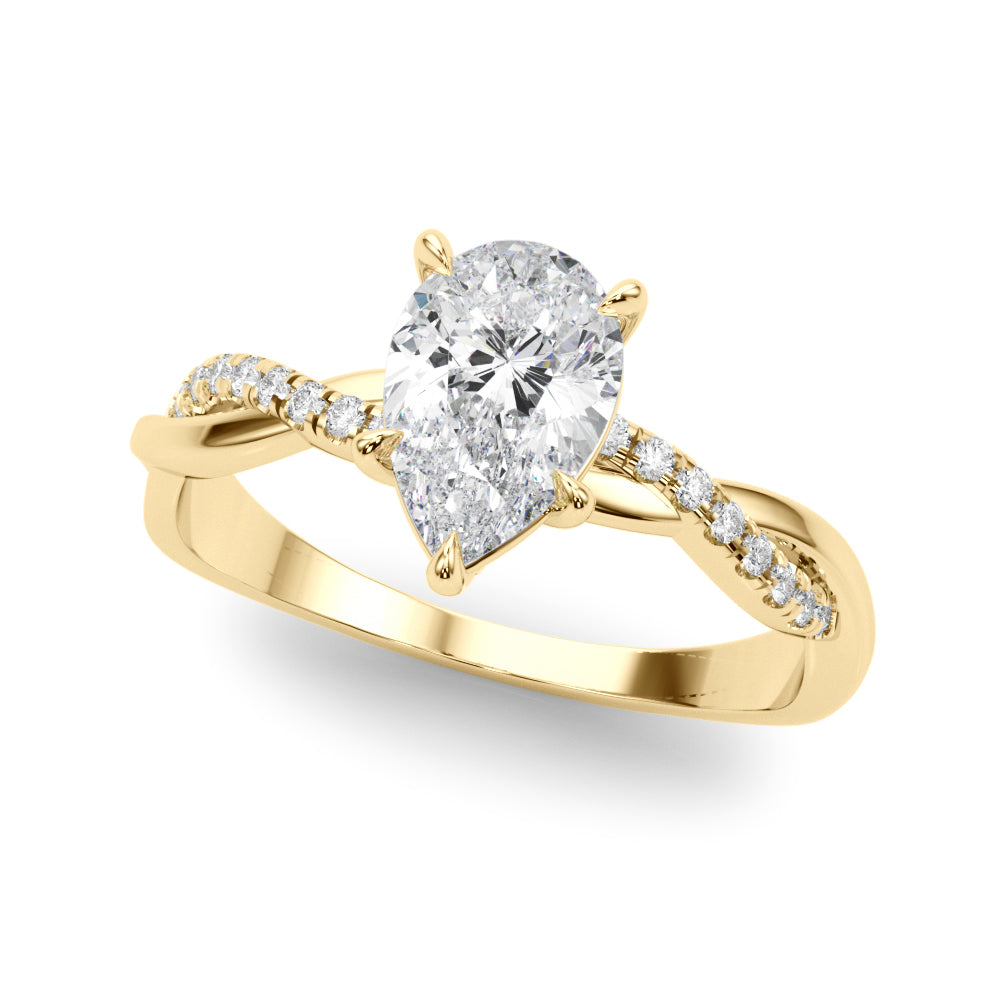 Signature Sidestone Pear Diamond Engagement Ring in 10K/14K gold and platinum with certified lab-grown or natural diamonds
