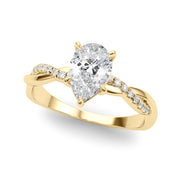 Signature Sidestone Pear Diamond Engagement Ring in 10K/14K gold and platinum with certified lab-grown or natural diamonds