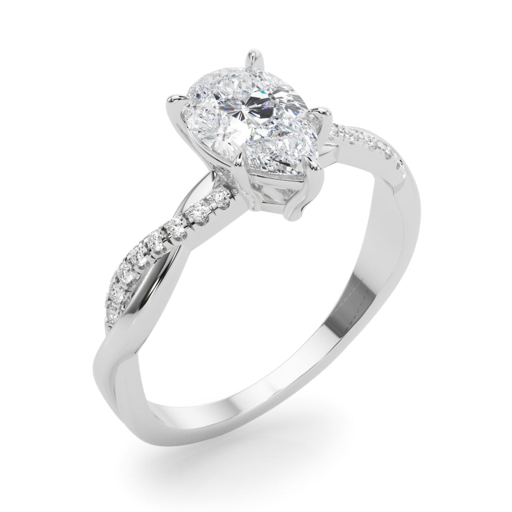 Signature Sidestone Pear Diamond Engagement Ring in 10K/14K gold and platinum with certified lab-grown or natural diamonds