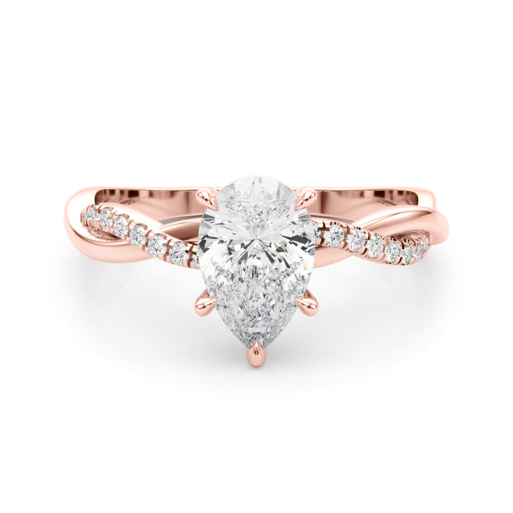 Signature Sidestone Pear Diamond Engagement Ring in 10K/14K gold and platinum with certified lab-grown or natural diamonds
