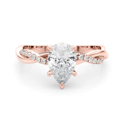 Signature Sidestone Pear Diamond Engagement Ring in 10K/14K gold and platinum with certified lab-grown or natural diamonds