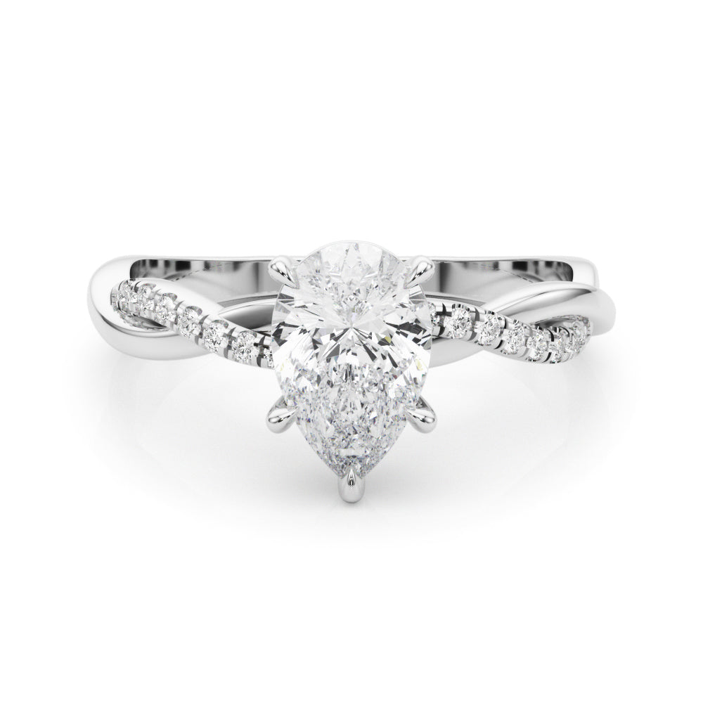Signature Sidestone Pear Diamond Engagement Ring in 10K/14K gold and platinum with certified lab-grown or natural diamonds