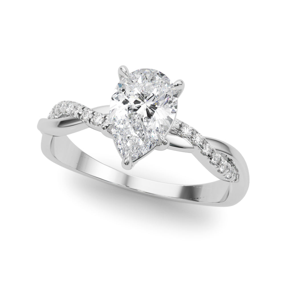 Signature Sidestone Pear Diamond Engagement Ring in 10K/14K gold and platinum with certified lab-grown or natural diamonds