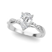 Signature Sidestone Pear Diamond Engagement Ring in 10K/14K gold and platinum with certified lab-grown or natural diamonds