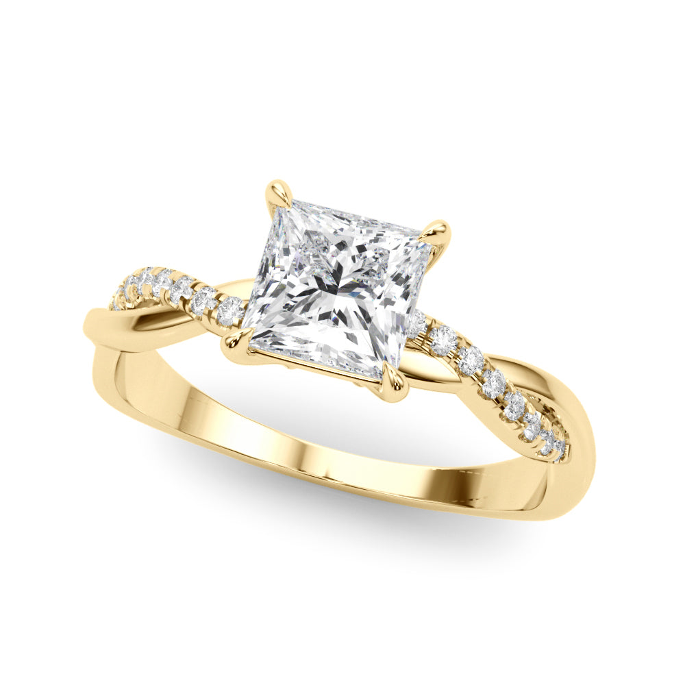 Artisan Sidestone Princess Diamond Engagement Ring in 10K/14K gold and platinum with certified lab-grown or natural diamonds