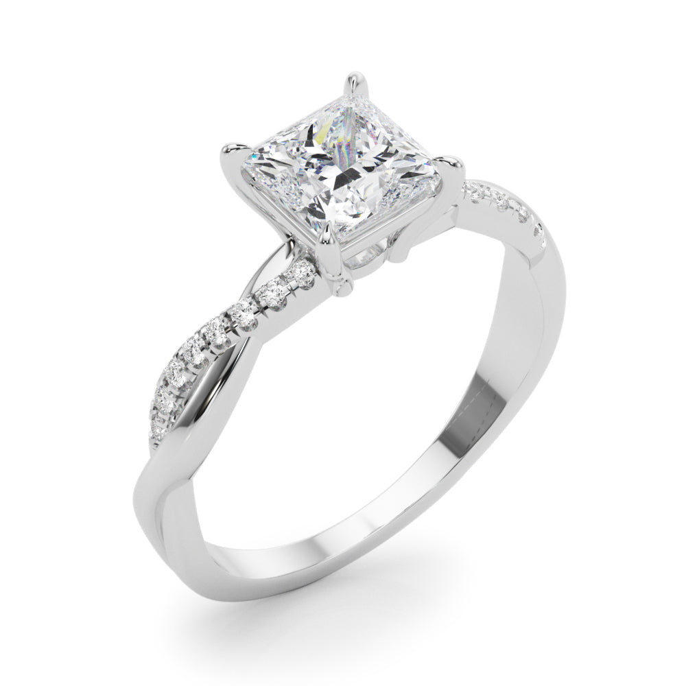 Artisan Sidestone Princess Diamond Engagement Ring in 10K/14K gold and platinum with certified lab-grown or natural diamonds