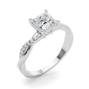 Artisan Sidestone Princess Diamond Engagement Ring in 10K/14K gold and platinum with certified lab-grown or natural diamonds