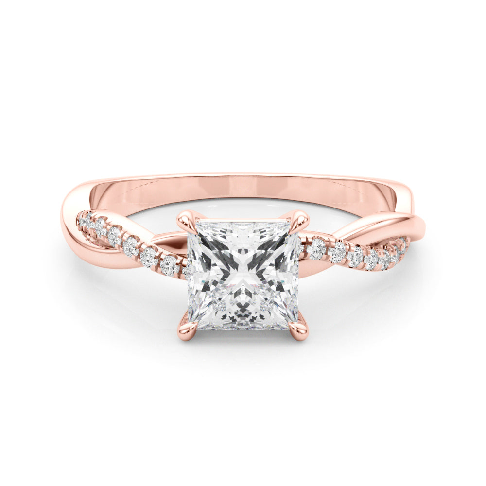 Artisan Sidestone Princess Diamond Engagement Ring in 10K/14K gold and platinum with certified lab-grown or natural diamonds