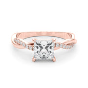 Artisan Sidestone Princess Diamond Engagement Ring in 10K/14K gold and platinum with certified lab-grown or natural diamonds
