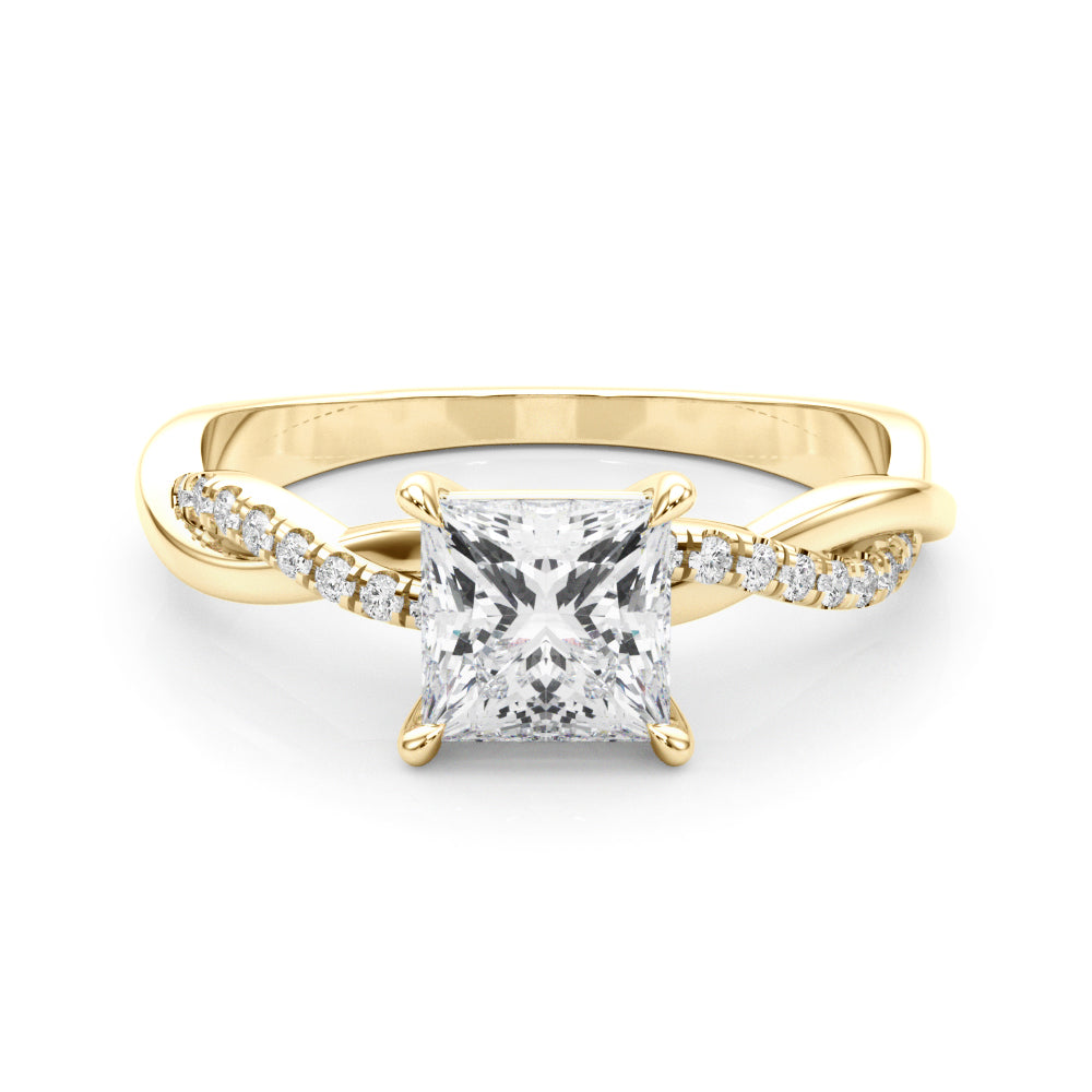 Artisan Sidestone Princess Diamond Engagement Ring in 10K/14K gold and platinum with certified lab-grown or natural diamonds