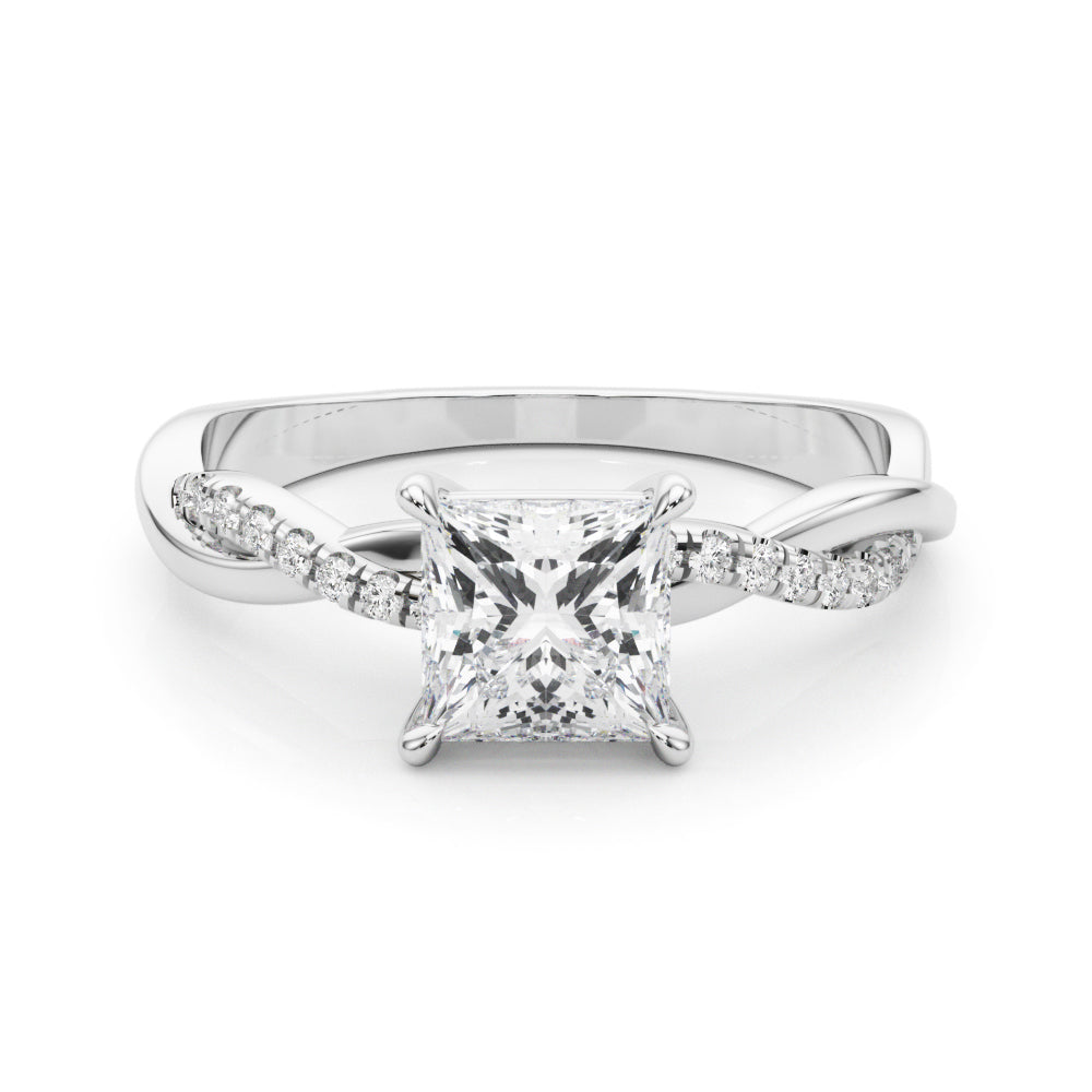 Artisan Sidestone Princess Diamond Engagement Ring in 10K/14K gold and platinum with certified lab-grown or natural diamonds