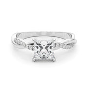 Artisan Sidestone Princess Diamond Engagement Ring in 10K/14K gold and platinum with certified lab-grown or natural diamonds