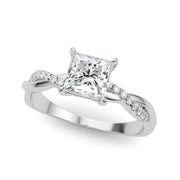 Artisan Sidestone Princess Diamond Engagement Ring in 10K/14K gold and platinum with certified lab-grown or natural diamonds