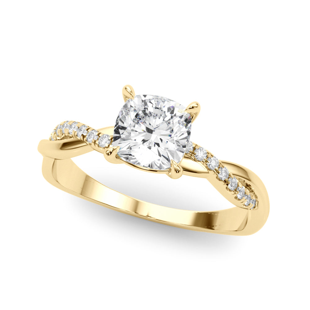 Bespoke Sidestone Cushion Diamond Engagement Ring in 10K/14K gold and platinum with certified lab-grown or natural diamonds