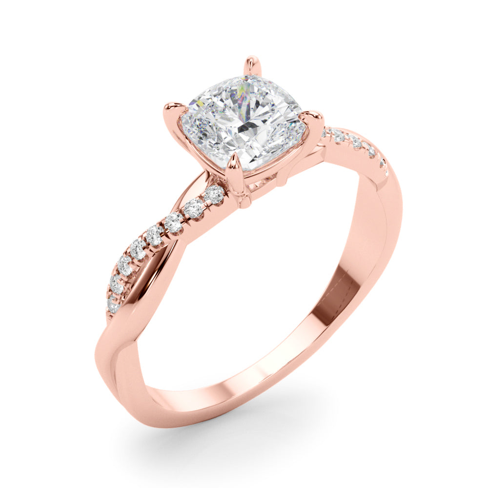 Bespoke Sidestone Cushion Diamond Engagement Ring in 10K/14K gold and platinum with certified lab-grown or natural diamonds