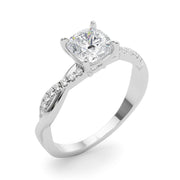 Bespoke Sidestone Cushion Diamond Engagement Ring in 10K/14K gold and platinum with certified lab-grown or natural diamonds