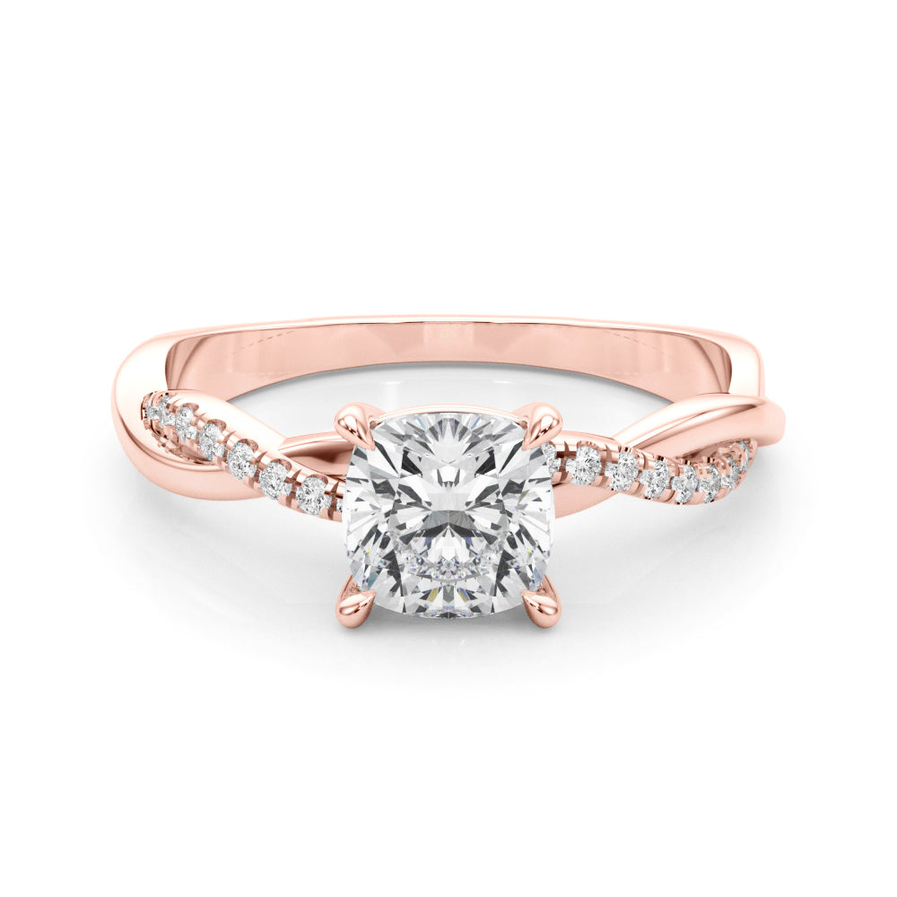 Bespoke Sidestone Cushion Diamond Engagement Ring in 10K/14K gold and platinum with certified lab-grown or natural diamonds