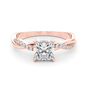 Bespoke Sidestone Cushion Diamond Engagement Ring in 10K/14K gold and platinum with certified lab-grown or natural diamonds