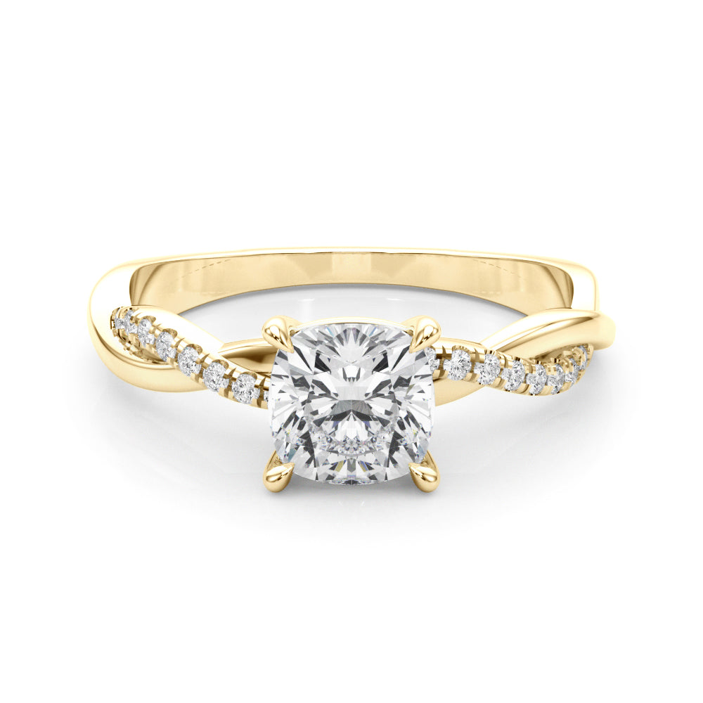 Bespoke Sidestone Cushion Diamond Engagement Ring in 10K/14K gold and platinum with certified lab-grown or natural diamonds