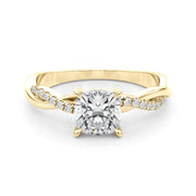 Bespoke Sidestone Cushion Diamond Engagement Ring in 10K/14K gold and platinum with certified lab-grown or natural diamonds