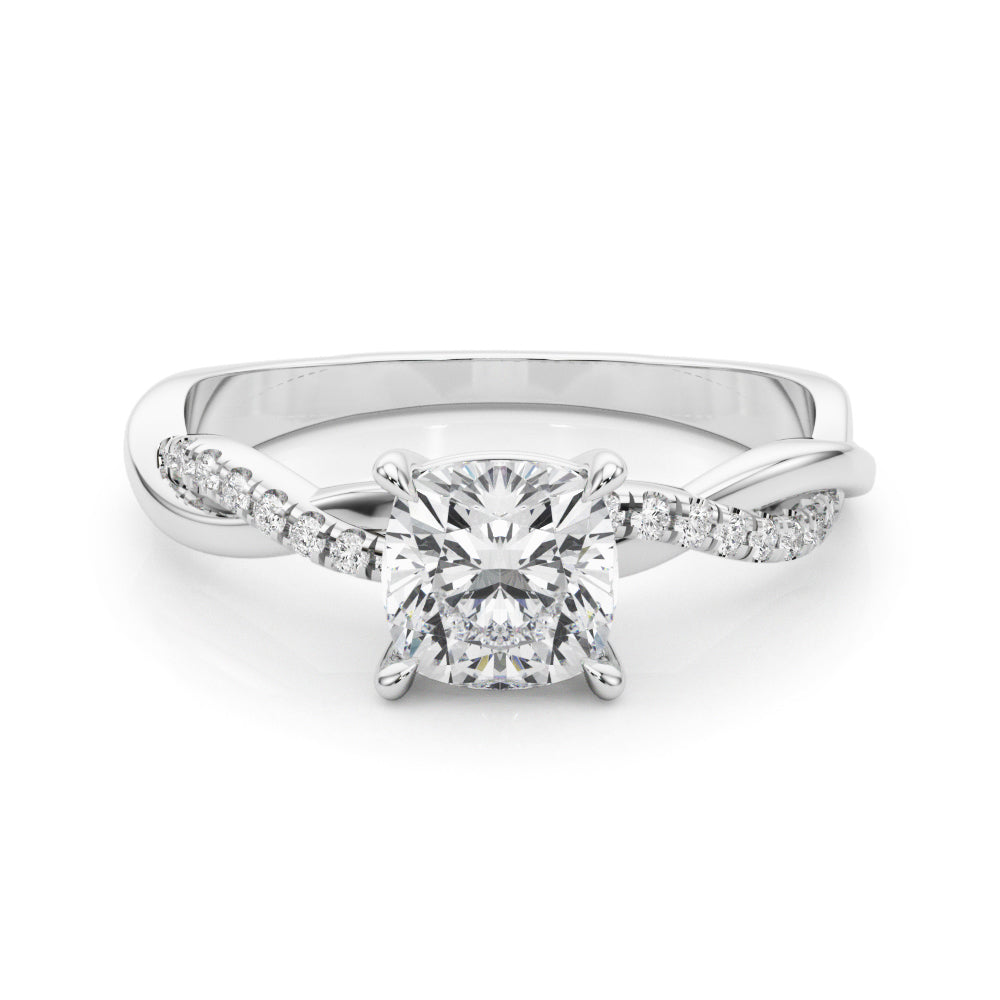 Bespoke Sidestone Cushion Diamond Engagement Ring in 10K/14K gold and platinum with certified lab-grown or natural diamonds