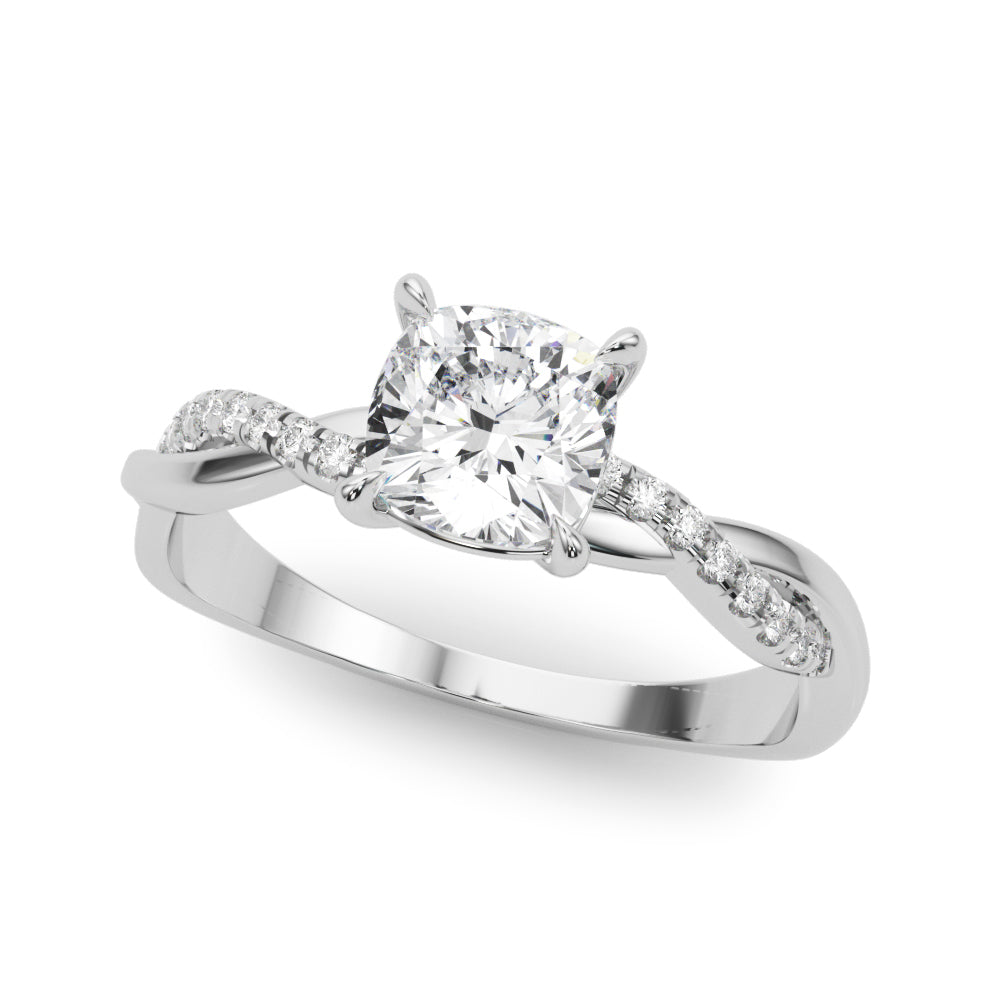Bespoke Sidestone Cushion Diamond Engagement Ring in 10K/14K gold and platinum with certified lab-grown or natural diamonds
