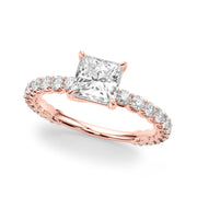 Romantic Sidestone Princess Diamond Engagement Ring in 10K/14K gold and platinum with certified lab-grown or natural diamonds