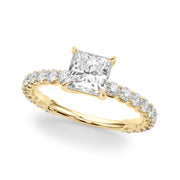 Romantic Sidestone Princess Diamond Engagement Ring in 10K/14K gold and platinum with certified lab-grown or natural diamonds