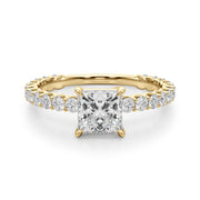 Romantic Sidestone Princess Diamond Engagement Ring in 10K/14K gold and platinum with certified lab-grown or natural diamonds