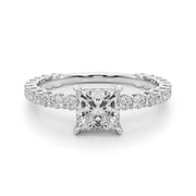 Romantic Sidestone Princess Diamond Engagement Ring in 10K/14K gold and platinum with certified lab-grown or natural diamonds