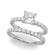 Romantic Sidestone Princess Diamond Engagement Ring in 10K/14K gold and platinum with certified lab-grown or natural diamonds