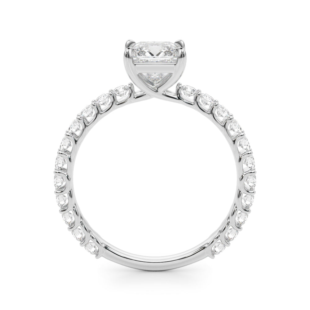 Romantic Sidestone Princess Diamond Engagement Ring in 10K/14K gold and platinum with certified lab-grown or natural diamonds