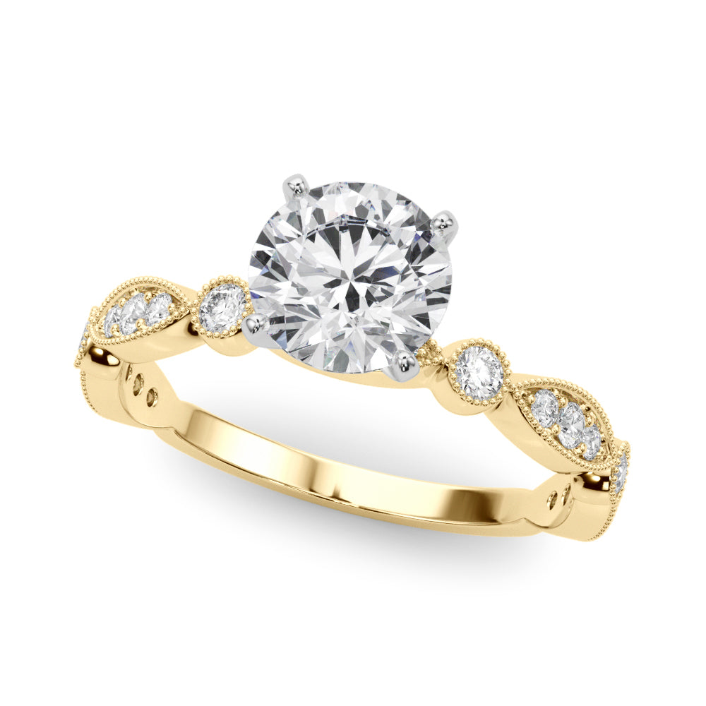 Pristine Sidestone Round Diamond Engagement Ring in 10K/14K gold and platinum with certified lab-grown or natural diamonds
