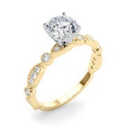 Pristine Sidestone Round Diamond Engagement Ring in 10K/14K gold and platinum with certified lab-grown or natural diamonds