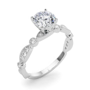 Pristine Sidestone Round Diamond Engagement Ring in 10K/14K gold and platinum with certified lab-grown or natural diamonds