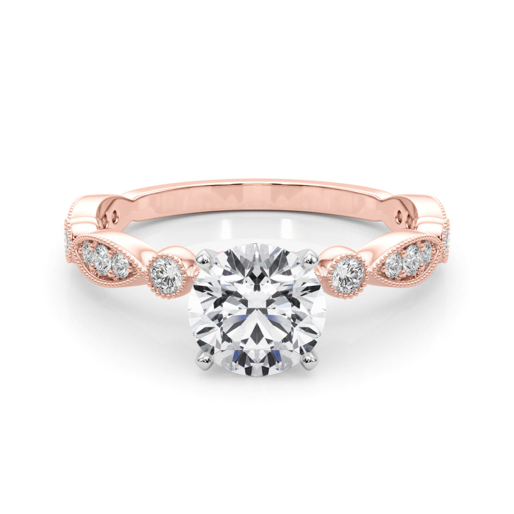 Pristine Sidestone Round Diamond Engagement Ring in 10K/14K gold and platinum with certified lab-grown or natural diamonds