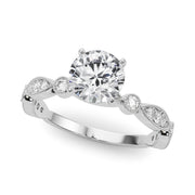 Pristine Sidestone Round Diamond Engagement Ring in 10K/14K gold and platinum with certified lab-grown or natural diamonds