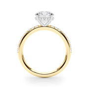 Classic Hidden Halo Rd Single Row Shared Pr Round Diamond Engagement Ring in 10K/14K gold and platinum with certified lab-grown or natural diamonds