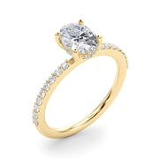 Timeless Hidden Halo Oval Single Row Oval Diamond Engagement Ring in 10K/14K gold and platinum with certified lab-grown or natural diamonds