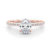 Timeless Hidden Halo Oval Single Row Oval Diamond Engagement Ring in 10K/14K gold and platinum with certified lab-grown or natural diamonds