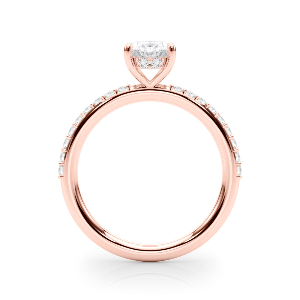Timeless Hidden Halo Oval Single Row Oval Diamond Engagement Ring in 10K/14K gold and platinum with certified lab-grown or natural diamonds